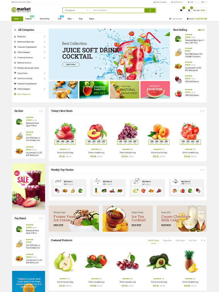 eMarket - Multi Vendor MarketPlace Elementor WordPress Theme